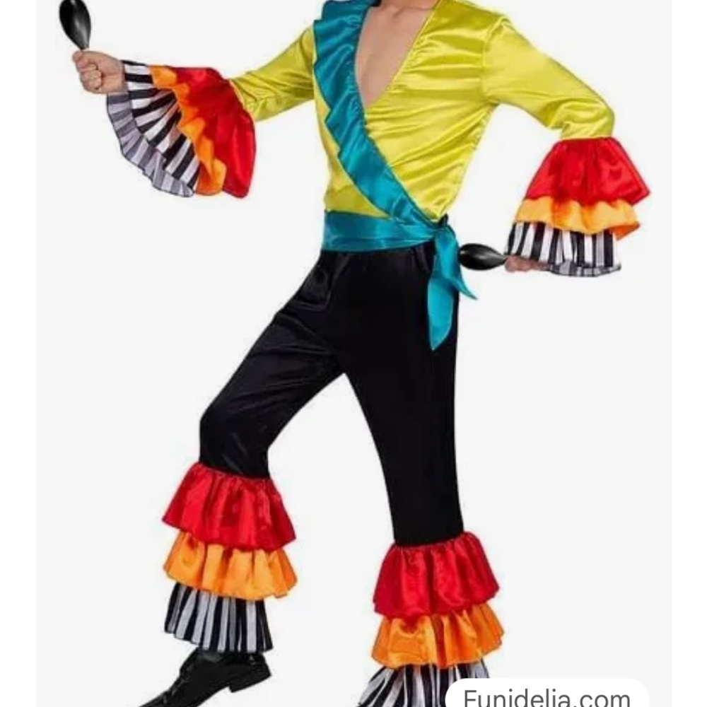 Vibrant Men's Dance Costume with Ruffled Sleeves